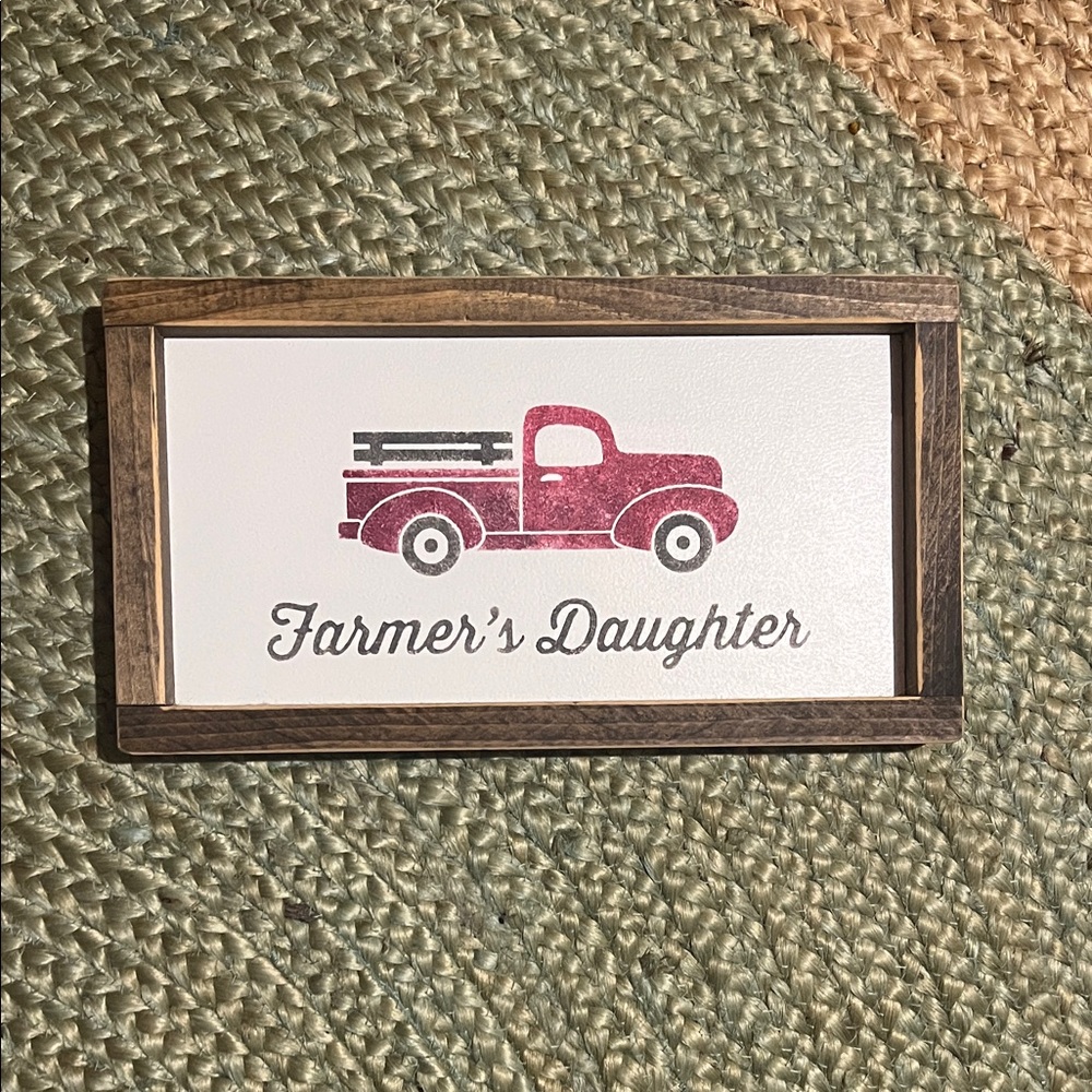 Rustic Wall Sign with Red Truck Design